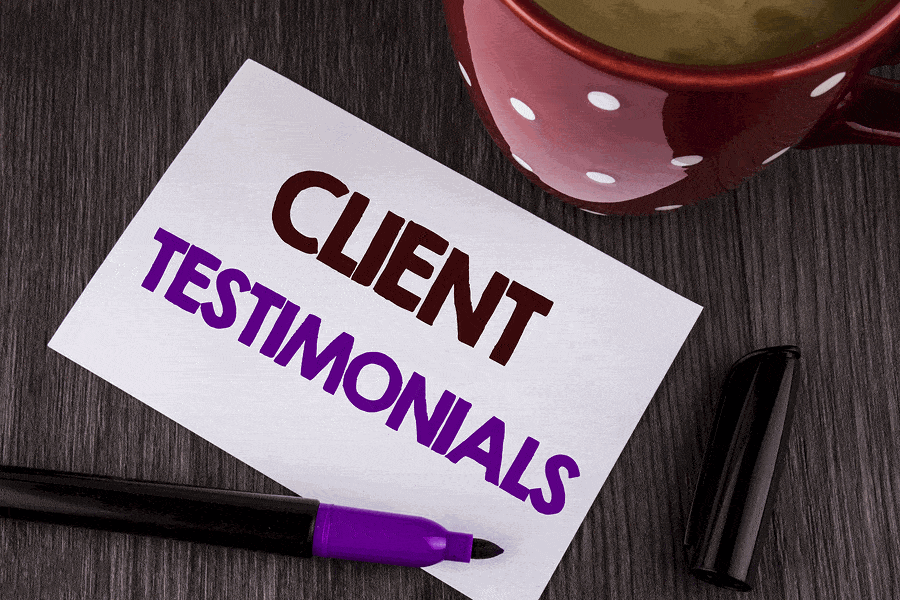 A Sign Saying Client Testimonials